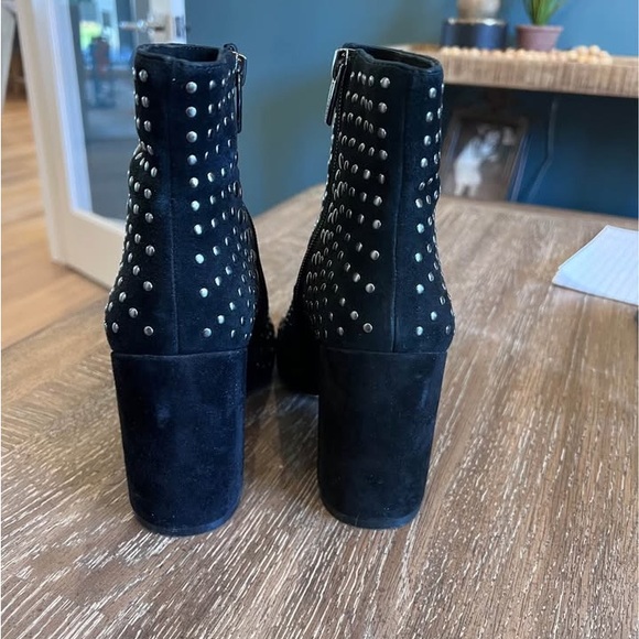 Vince Camuta Studded Black Suede Ankle Boots - Women's Fashion Boots - Picture 4 of 5